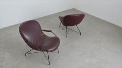  Martin Eisler Carlo Hauner Pair of Lounge Chairs in Iron and Leather by Martin Eisler and Carlo Hauner - 2825176