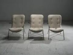  Martin Eisler Carlo Hauner Set of 3 Lounge Chairs by Eisler and Hauner in Wood and Steel Brazil 1960s - 3927838