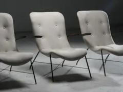  Martin Eisler Carlo Hauner Set of 3 Lounge Chairs by Eisler and Hauner in Wood and Steel Brazil 1960s - 3927839