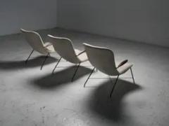  Martin Eisler Carlo Hauner Set of 3 Lounge Chairs by Eisler and Hauner in Wood and Steel Brazil 1960s - 3927886