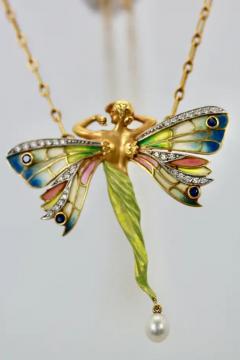  Masriera Masriera Plique a Jour Winged Lady Brooch and Pendant - 3455192