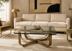  Mastercraft 1970s Mastercraft Solid Brass and Glass Square Coffee Table USA Designed Made - 4765966