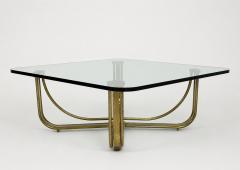  Mastercraft 1970s Mastercraft Solid Brass and Glass Square Coffee Table USA Designed Made - 4765972