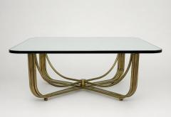  Mastercraft 1970s Mastercraft Solid Brass and Glass Square Coffee Table USA Designed Made - 4765977
