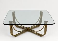  Mastercraft 1970s Mastercraft Solid Brass and Glass Square Coffee Table USA Designed Made - 4765981