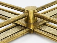  Mastercraft 1970s Mastercraft Solid Brass and Glass Square Coffee Table USA Designed Made - 4765986