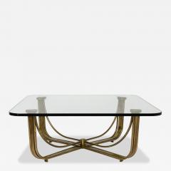  Mastercraft 1970s Mastercraft Solid Brass and Glass Square Coffee Table USA Designed Made - 4767478