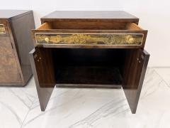  Mastercraft Bernhard Rohne Mastercraft Burl and Acid Etched Brass Nightstands 1970s - 4030125