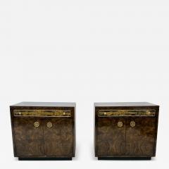  Mastercraft Bernhard Rohne Mastercraft Burl and Acid Etched Brass Nightstands 1970s - 4031066