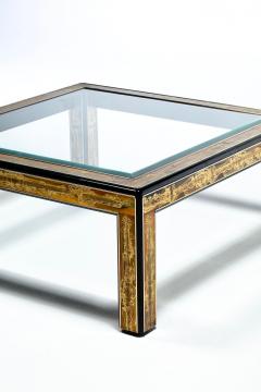  Mastercraft Bernhard Rohne for Mastercraft Acid Etched Metal Glass Brutalist Coffee Table - 4349598