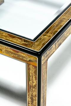  Mastercraft Bernhard Rohne for Mastercraft Acid Etched Metal Glass Brutalist Coffee Table - 4349599