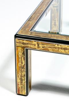  Mastercraft Bernhard Rohne for Mastercraft Acid Etched Metal Glass Brutalist Coffee Table - 4349601