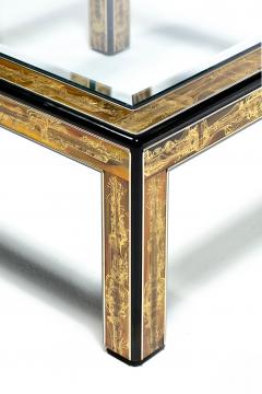  Mastercraft Bernhard Rohne for Mastercraft Acid Etched Metal Glass Brutalist Coffee Table - 4349603