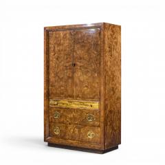  Mastercraft Bernhard Rohne for Mastercraft Burlwood and Acid Etched Brass Armoire Dresser - 4682328
