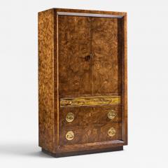  Mastercraft Bernhard Rohne for Mastercraft Burlwood and Acid Etched Brass Armoire Dresser - 4682408