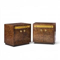  Mastercraft Bernhard Rohne for Mastercraft Burlwood and Acid Etched Brass Nightstands Pair - 4681473