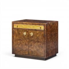  Mastercraft Bernhard Rohne for Mastercraft Burlwood and Acid Etched Brass Nightstands Pair - 4681481