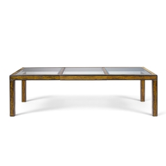  Mastercraft Bernhard Rohne for Mastercraft Lacquered Etched Brass Dining Table with 1 Leaf - 4755452