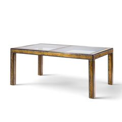  Mastercraft Bernhard Rohne for Mastercraft Lacquered Etched Brass Dining Table with 1 Leaf - 4755456