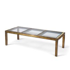  Mastercraft Bernhard Rohne for Mastercraft Lacquered Etched Brass Dining Table with 1 Leaf - 4755458
