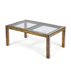  Mastercraft Bernhard Rohne for Mastercraft Lacquered Etched Brass Dining Table with 1 Leaf - 4755459