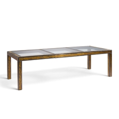  Mastercraft Bernhard Rohne for Mastercraft Lacquered Etched Brass Dining Table with 1 Leaf - 4760185
