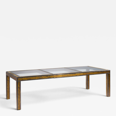  Mastercraft Bernhard Rohne for Mastercraft Lacquered Etched Brass Dining Table with 1 Leaf - 4760260