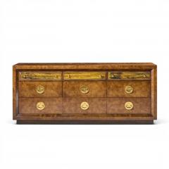  Mastercraft Bernhard Rohne for Mastercraft Mid Century Burlwood Acid Etched Brass Dresser - 4681920