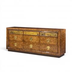  Mastercraft Bernhard Rohne for Mastercraft Mid Century Burlwood Acid Etched Brass Dresser - 4681924