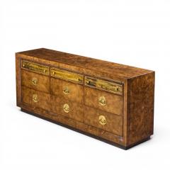  Mastercraft Bernhard Rohne for Mastercraft Mid Century Burlwood Acid Etched Brass Dresser - 4681929