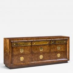  Mastercraft Bernhard Rohne for Mastercraft Mid Century Burlwood Acid Etched Brass Dresser - 4682140