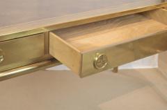  Mastercraft Brass and Leather Campaign Style Desk by Bernard Rohne - 2124443