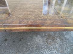  Mastercraft Handsome Mastercraft Amboyna Burl and Brass Parsons Leg Dining Table Midcentury - 1172067
