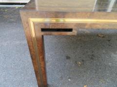  Mastercraft Handsome Mastercraft Amboyna Burl and Brass Parsons Leg Dining Table Midcentury - 1172068