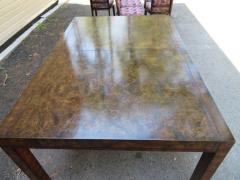  Mastercraft Handsome Mastercraft Amboyna Burl and Brass Parsons Leg Dining Table Midcentury - 1172069