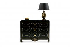  Mastercraft Hollywood Regency Mastercraft Black Lacquer and Brass Chest of Drawers c 1970s - 4349560