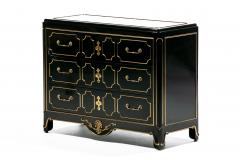  Mastercraft Hollywood Regency Mastercraft Black Lacquer and Brass Chest of Drawers c 1970s - 4349567