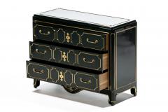  Mastercraft Hollywood Regency Mastercraft Black Lacquer and Brass Chest of Drawers c 1970s - 4349568