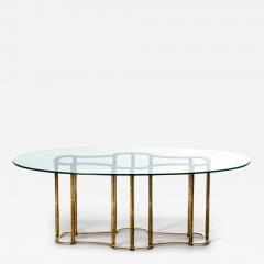  Mastercraft Mastercraft Brass Faux Bamboo Hollywood Regency Dining Table circa 1970 - 3922911