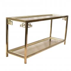 Mastercraft Mastercraft Brass and Glass Console Double Tier Cocktail Hall Table - 1768307