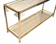  Mastercraft Mastercraft Brass and Glass Console Double Tier Cocktail Hall Table - 1768308