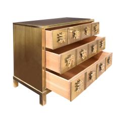  Mastercraft Mastercraft Chest of Drawers in Bronze with Chinese Characters 1970s Signed  - 1921905