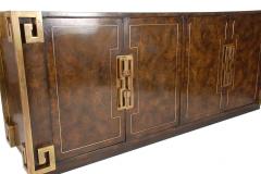  Mastercraft Mastercraft Hollywood Regency Chinoiserie Brass Burled Elm Credenza or Dresser - 2468591