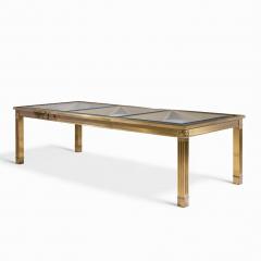  Mastercraft Mastercraft Mid Century Brass Expanding Dining Table with 1 Leaf - 4423966