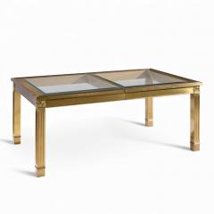  Mastercraft Mastercraft Mid Century Brass Expanding Dining Table with 1 Leaf - 4423970