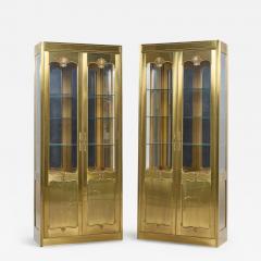  Mastercraft Mastercraft Mid Century Brass Vitrines Cabinet Pair - 4361287