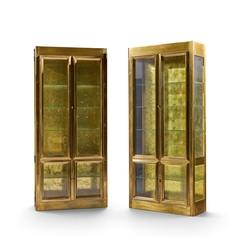  Mastercraft Mastercraft Mid Century Brass Vitrines Cabinet Pair - 4742561