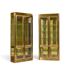  Mastercraft Mastercraft Mid Century Brass Vitrines Cabinet Pair - 4742564