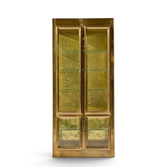  Mastercraft Mastercraft Mid Century Brass Vitrines Cabinet Pair - 4742567