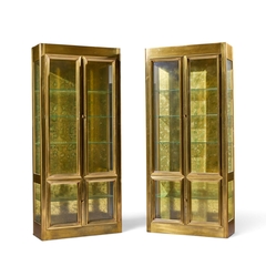  Mastercraft Mastercraft Mid Century Brass Vitrines Cabinet Pair - 4745848
